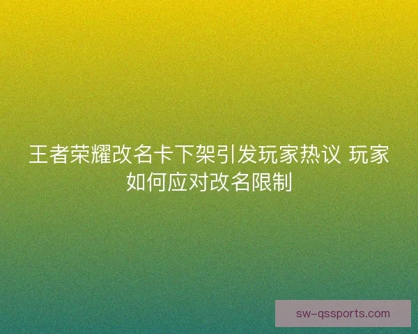 王者荣耀改名卡下架引发玩家热议 玩家如何应对改名限制