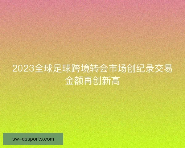 2023全球足球跨境转会市场创纪录交易金额再创新高 2023全球足球跨境转会市场创纪录交易金额再创新高