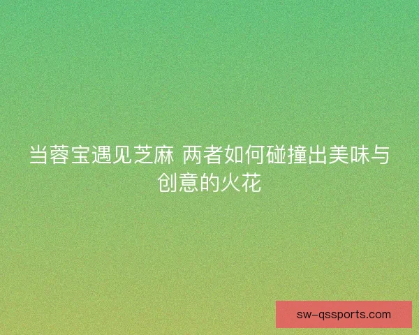 当蓉宝遇见芝麻 两者如何碰撞出美味与创意的火花